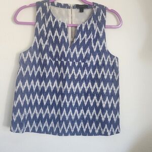 J. Crew Blue and White Zigzag Blouse